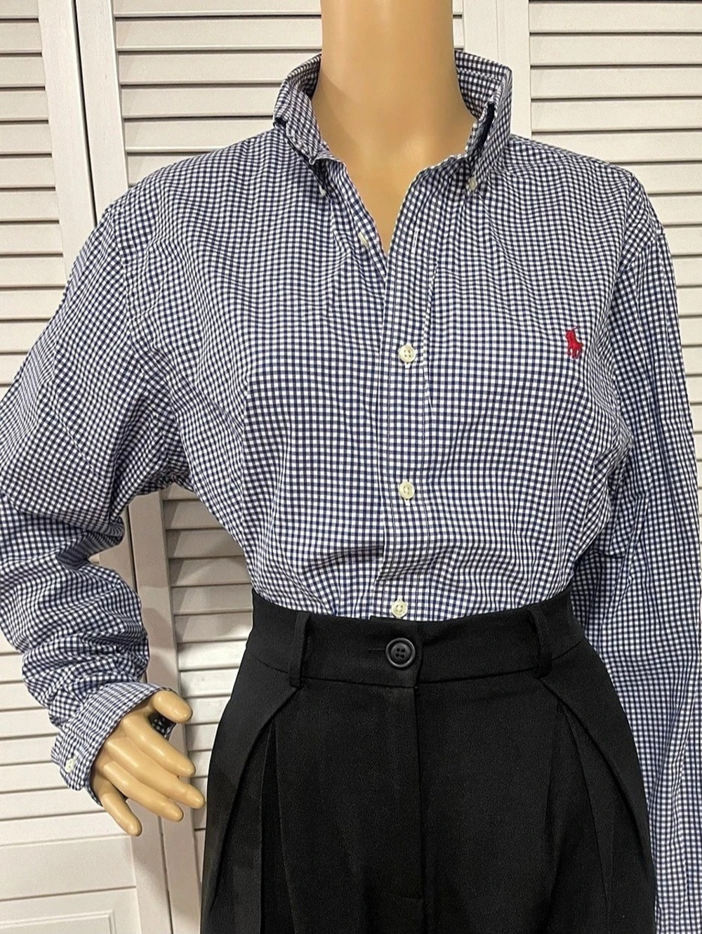 Polo Ralph Lauren Gingham Cotton Long-Sleeve Shirt Blue & White